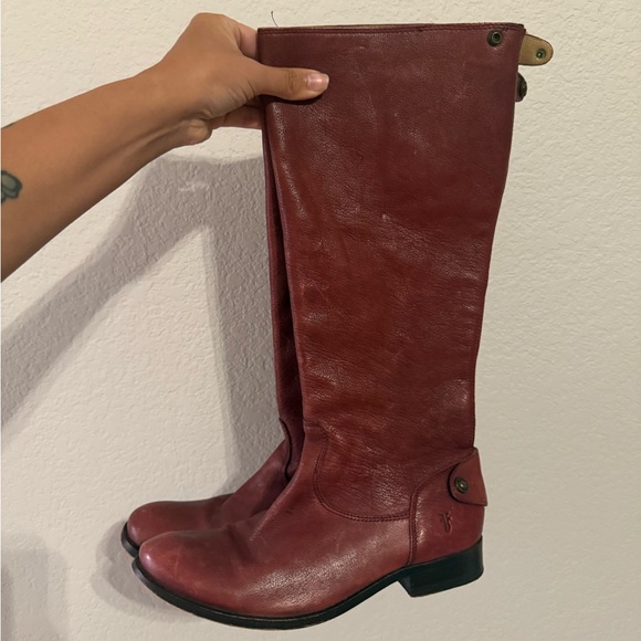 Frye Melissa vintage button back knee high boots - Burgundy - Picture 2 of 7